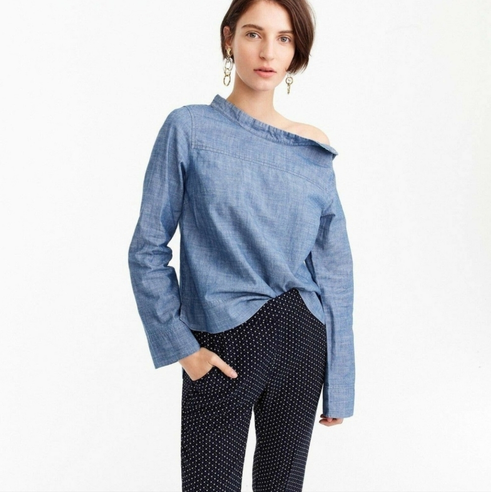 J CREW Chambray Funnelneck shirt Size 4